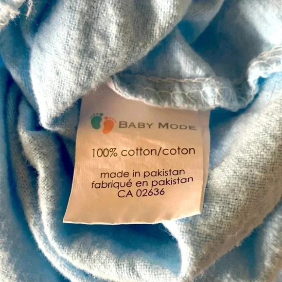 Baby mode, 100%  cotton, baby blue, lightweight fleece crib sheet - Picture 1 of 3
